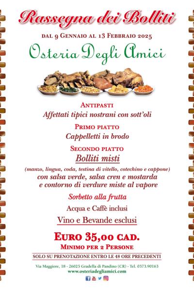 Menu Bolliti 2025 